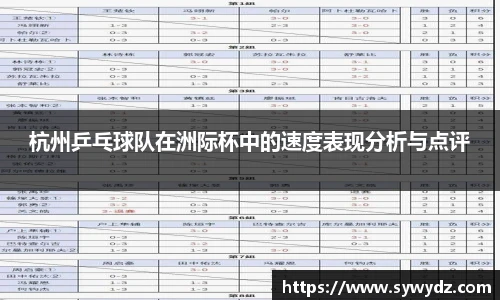 杭州乒乓球队在洲际杯中的速度表现分析与点评